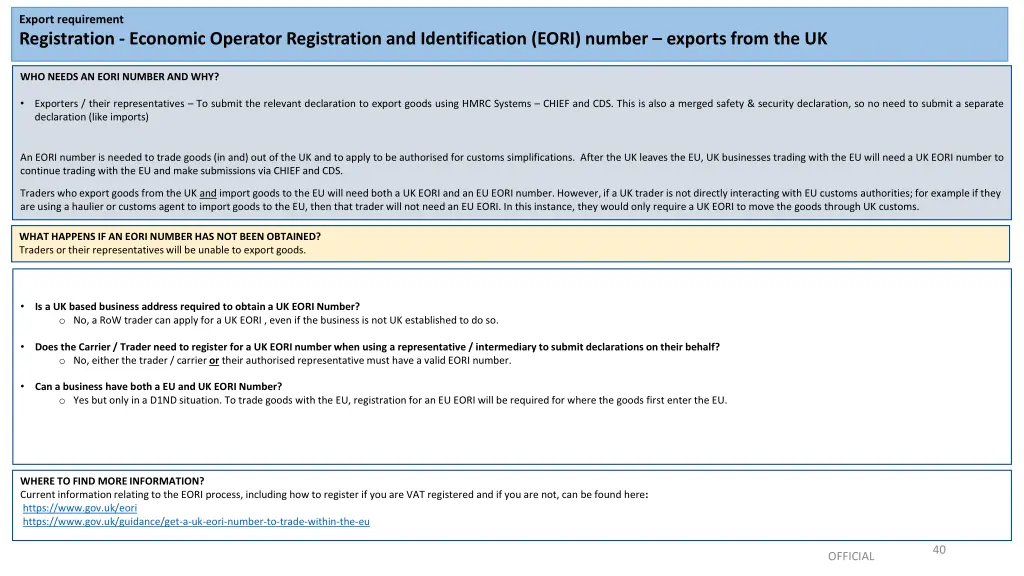 export requirement registration economic operator