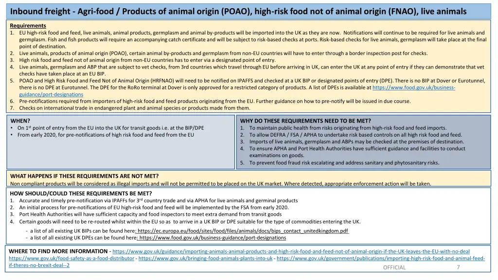 inbound freight agri food products of animal