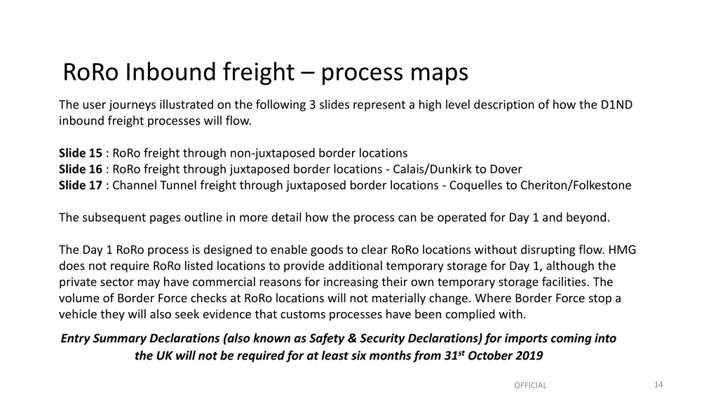 roro inbound freight process maps