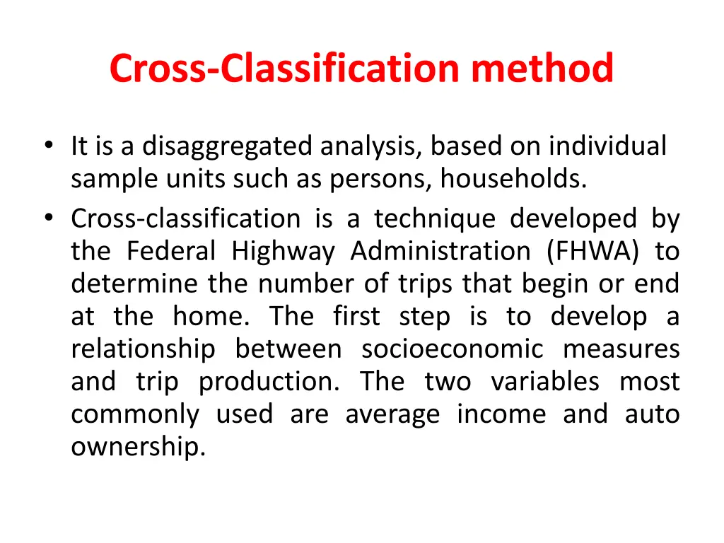 cross classification method