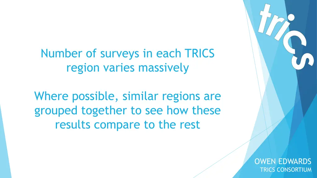 number of surveys in each trics region varies