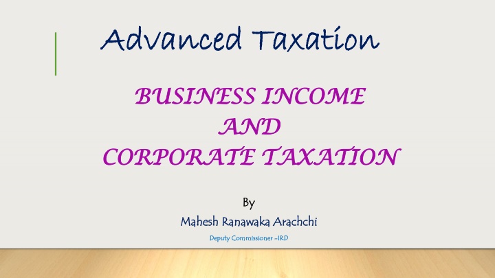 advanced taxation advanced taxation