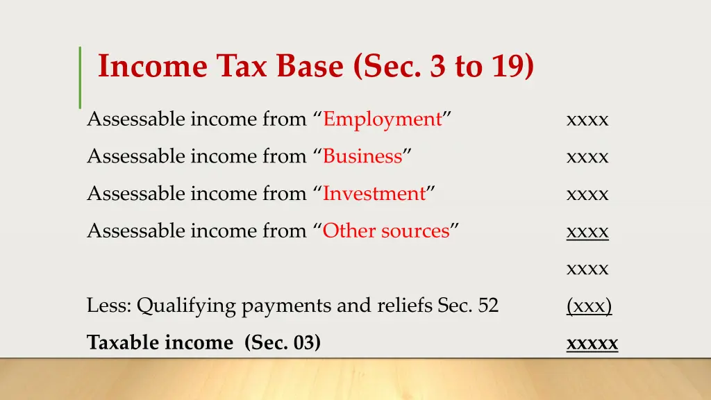 income tax base sec 3 to 19