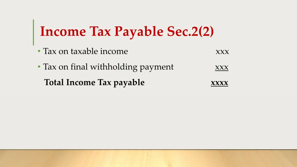 income tax payable sec 2 2