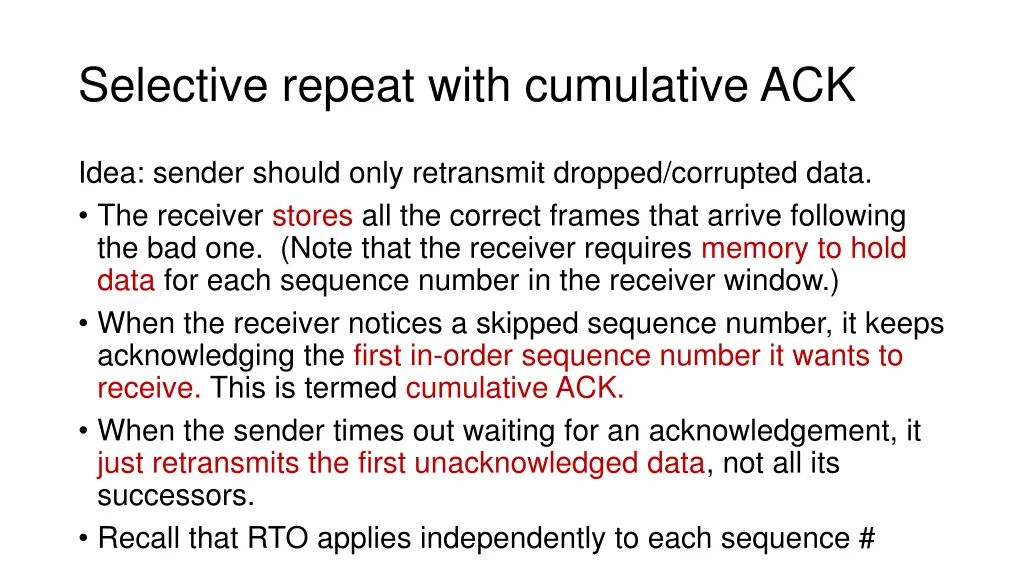 selective repeat with cumulative ack