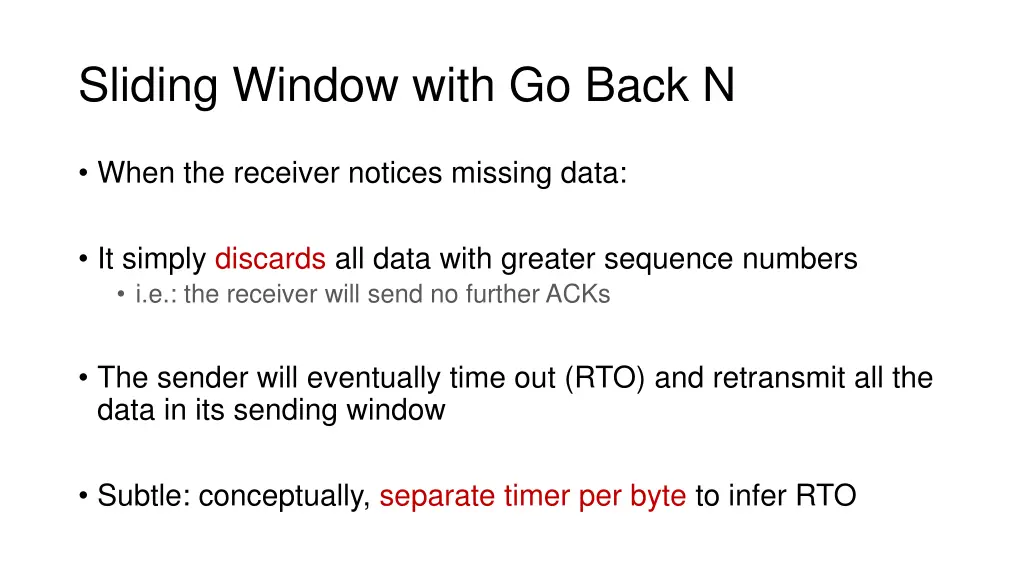 sliding window with go back n