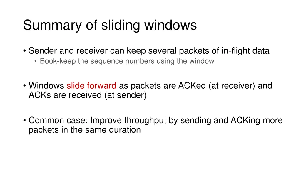 summary of sliding windows