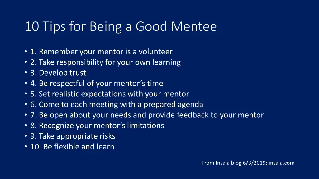 10 tips for being a good mentee