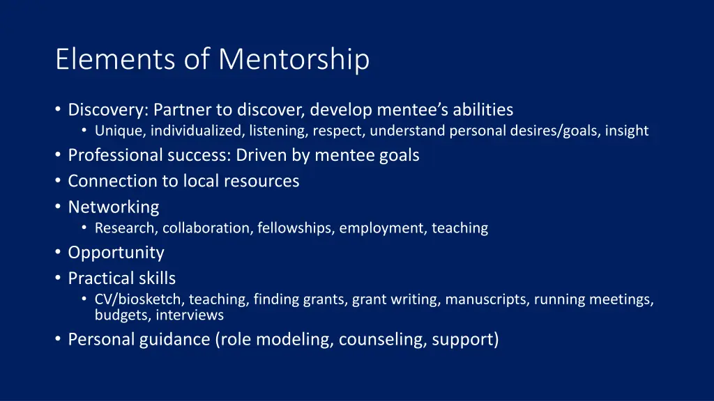 elements of mentorship