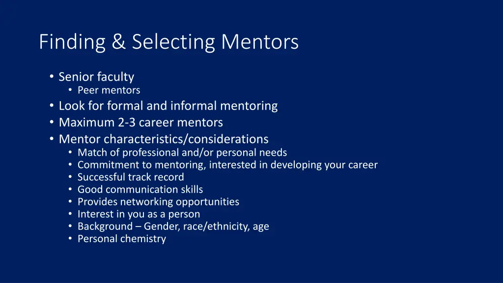 finding selecting mentors