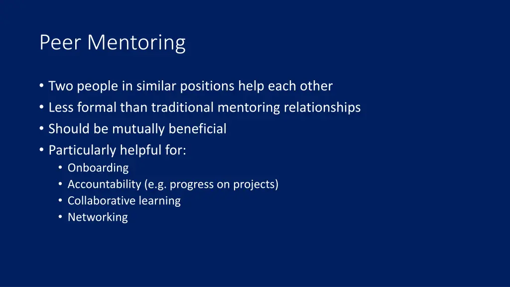 peer mentoring