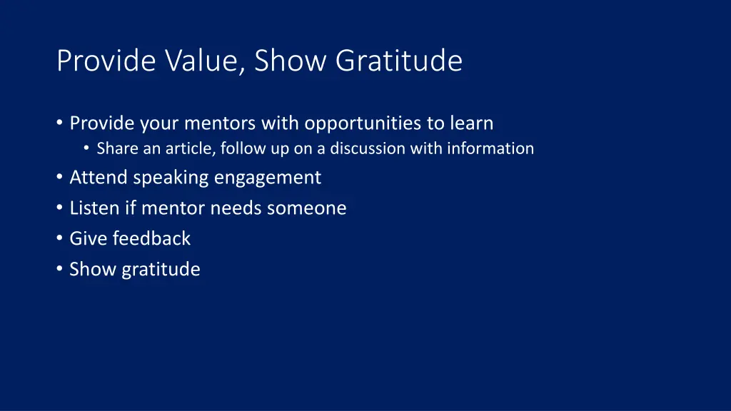 provide value show gratitude