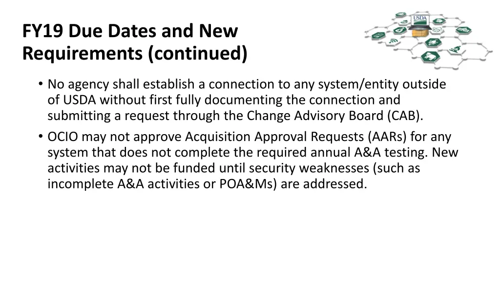 fy19 due dates and new requirements continued