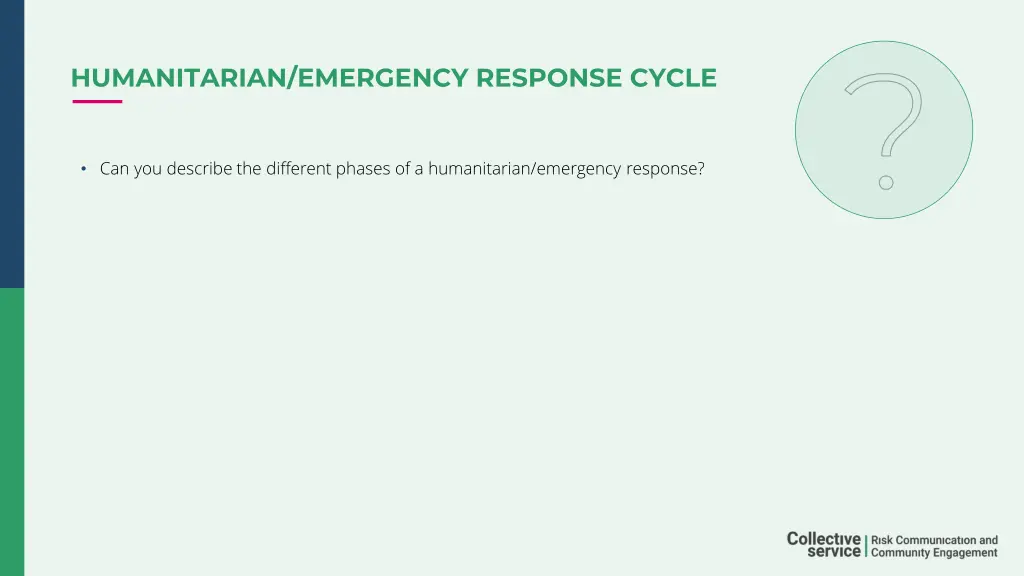 humanitarian emergency response cycle