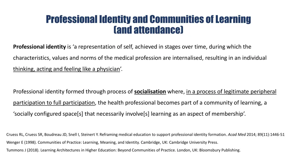 professional identity and communities of learning