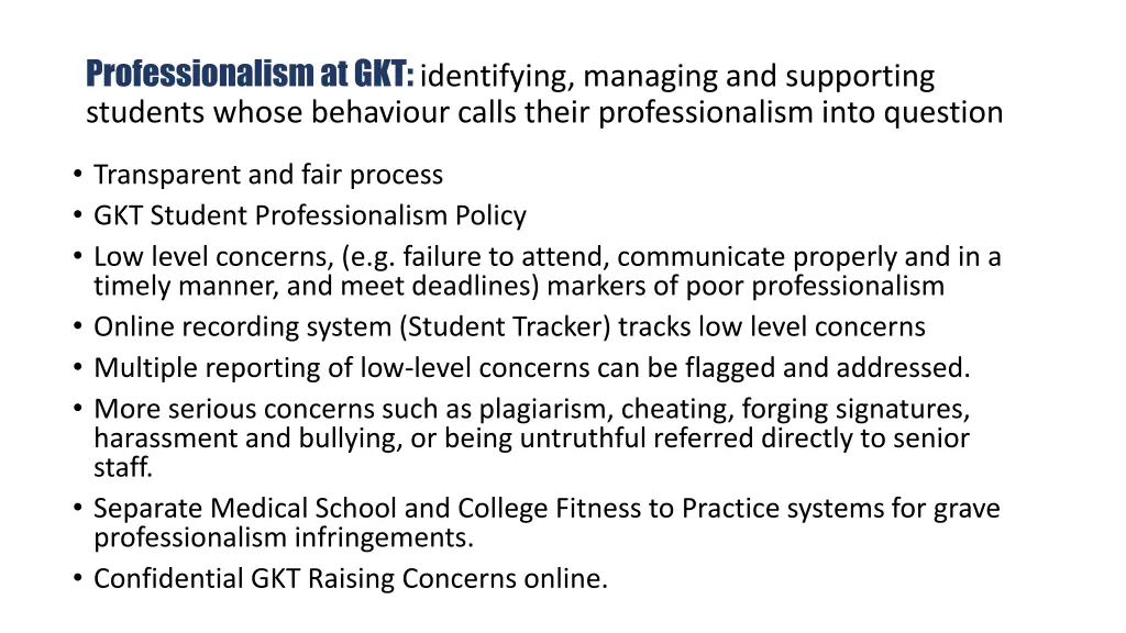 professionalism at gkt identifying managing