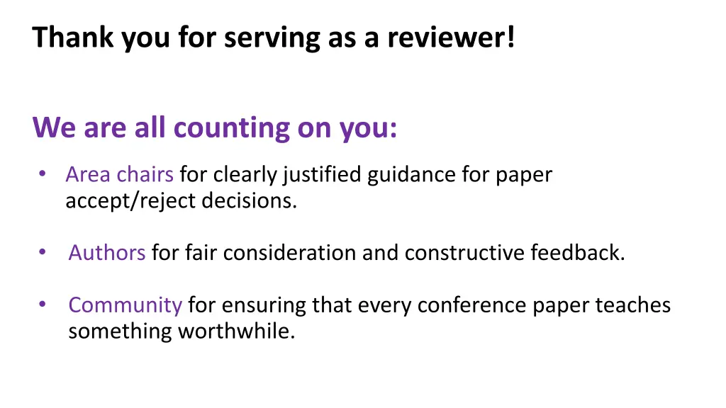 thank you for serving as a reviewer