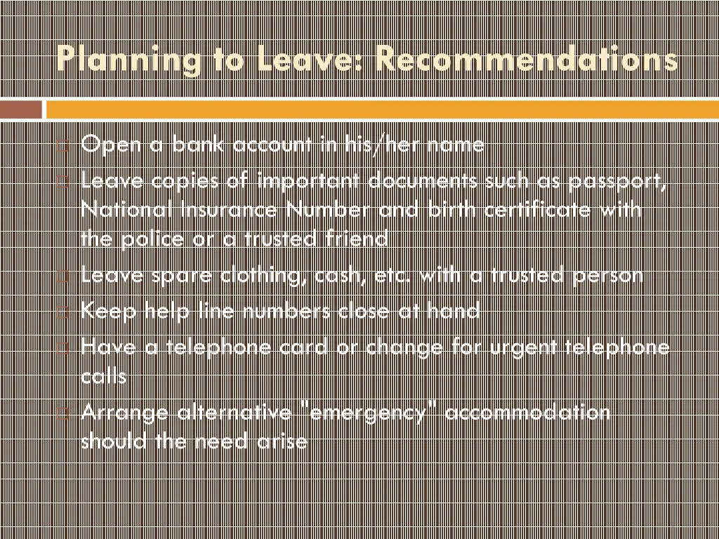 planning to leave recommendations