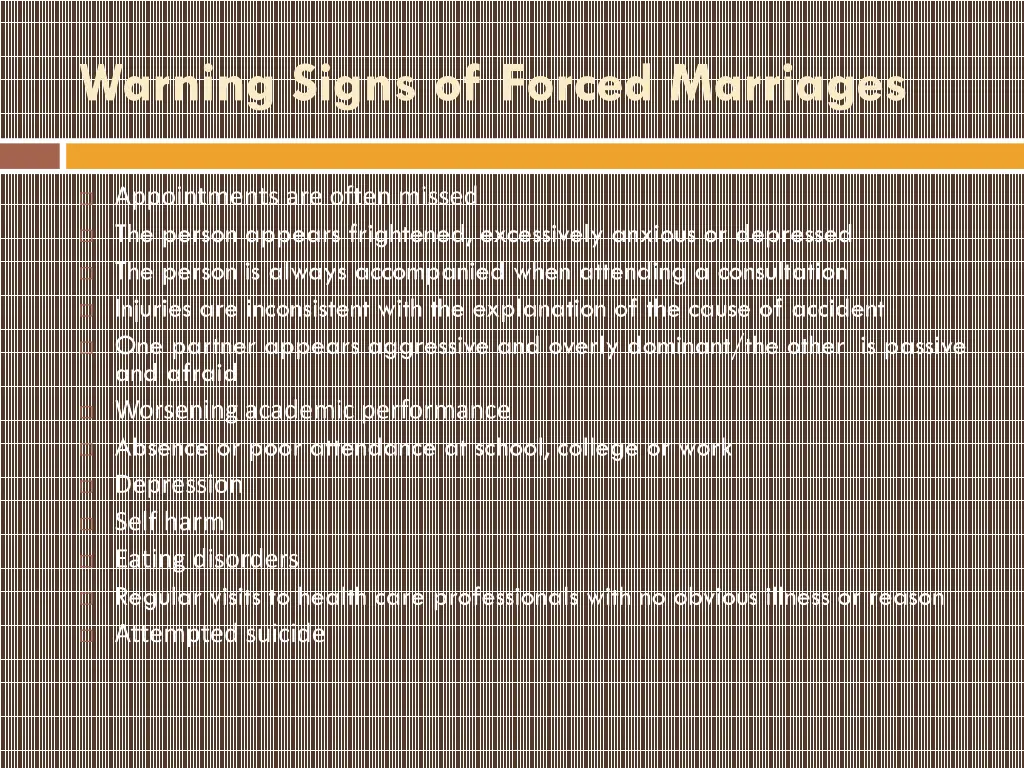 warning signs of forced marriages