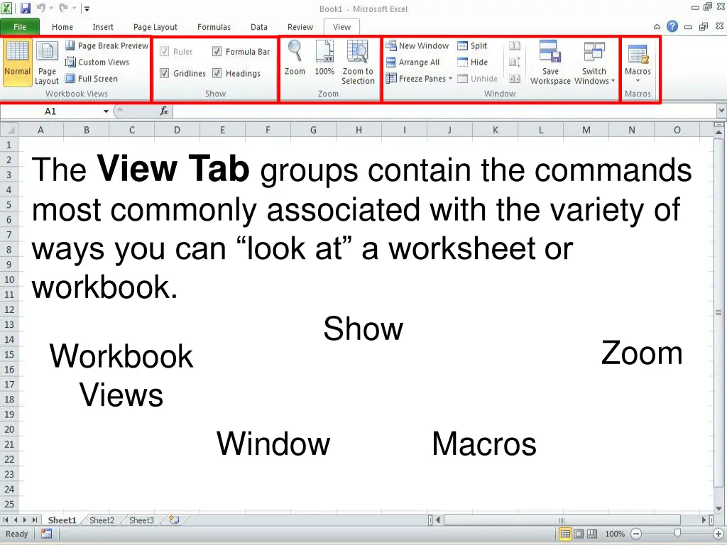 the view tab groups contain the commands most