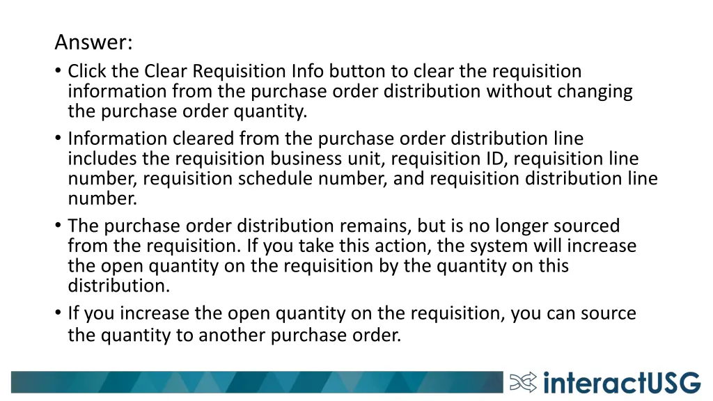 answer click the clear requisition info button