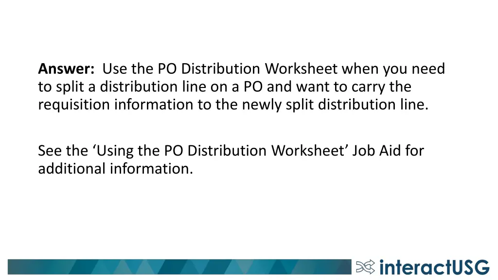 answer use the po distribution worksheet when