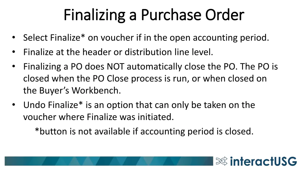 finalizing a purchase order finalizing a purchase