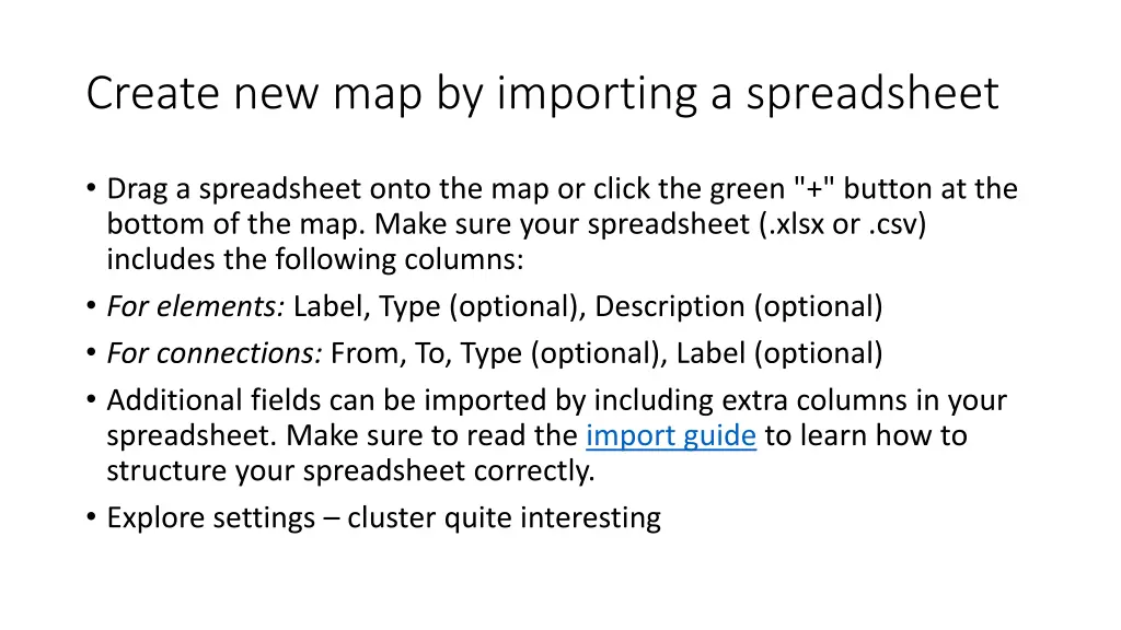 create new map by importing a spreadsheet