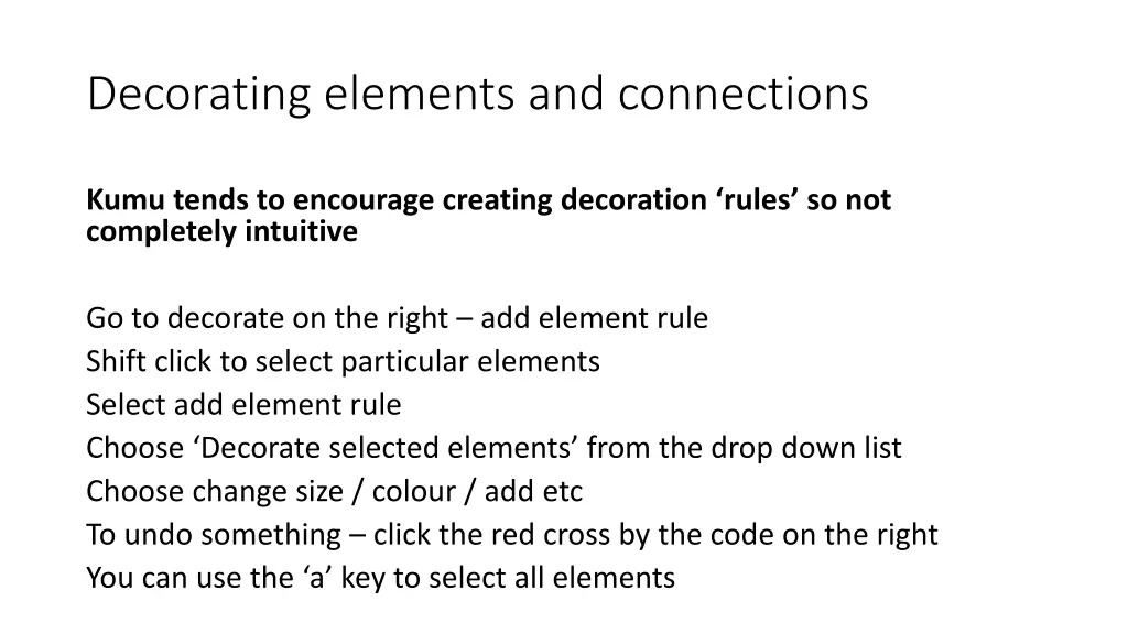 decorating elements and connections