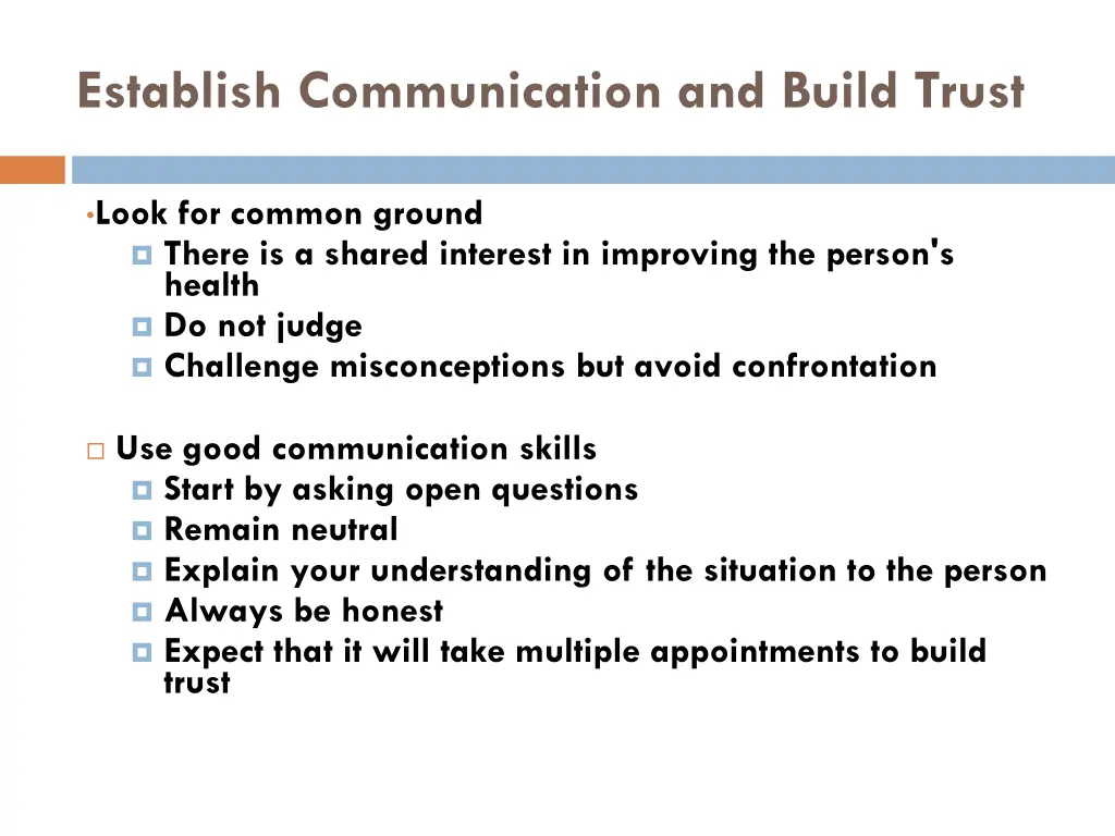 establish communication and build trust 1