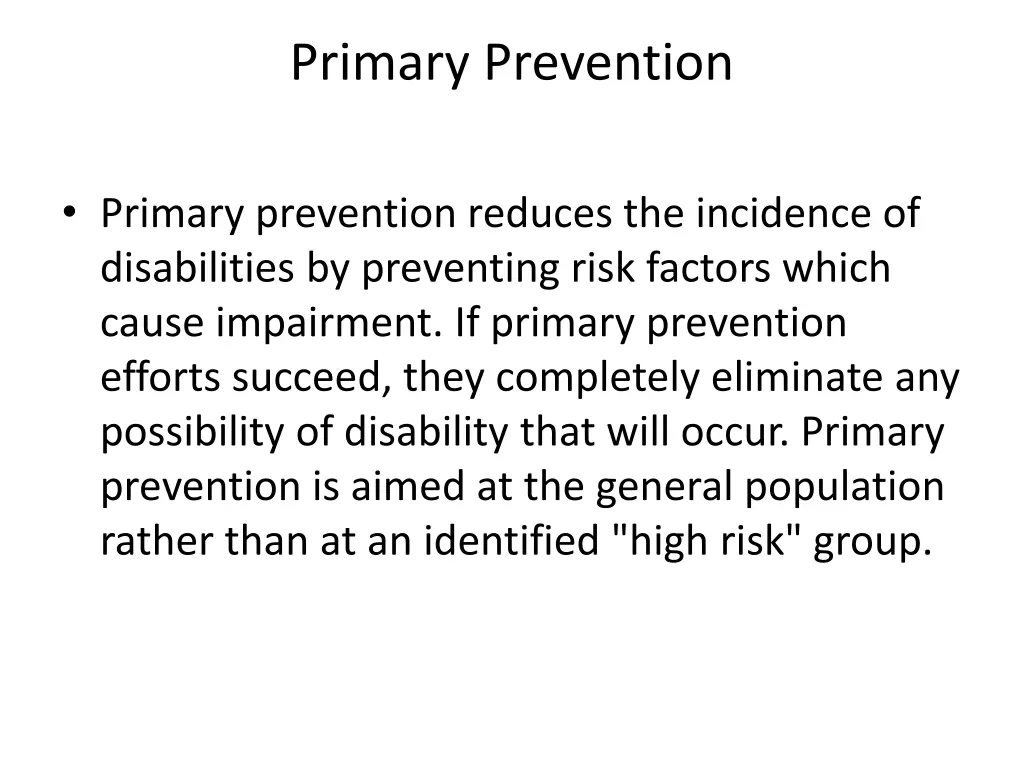 primary prevention