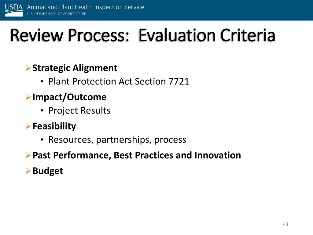 review process evaluation criteria review process