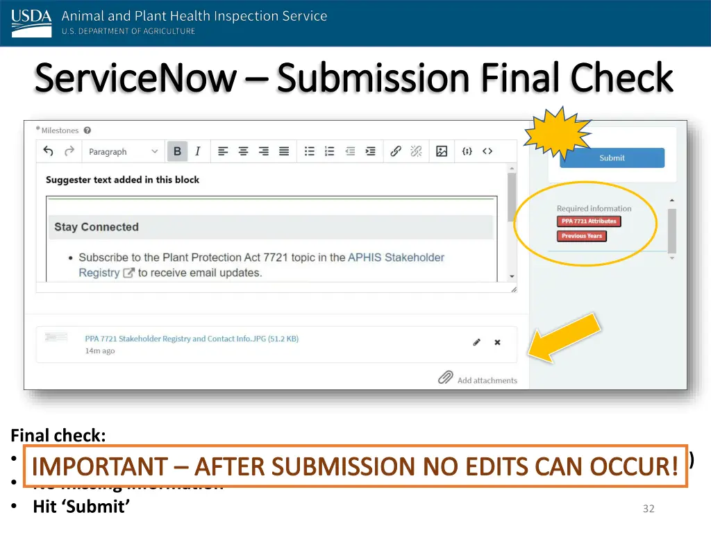 servicenow servicenow submission final check