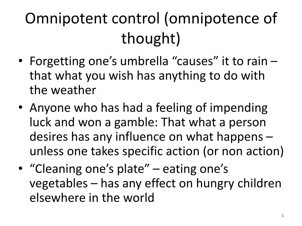 omnipotent control omnipotence of thought