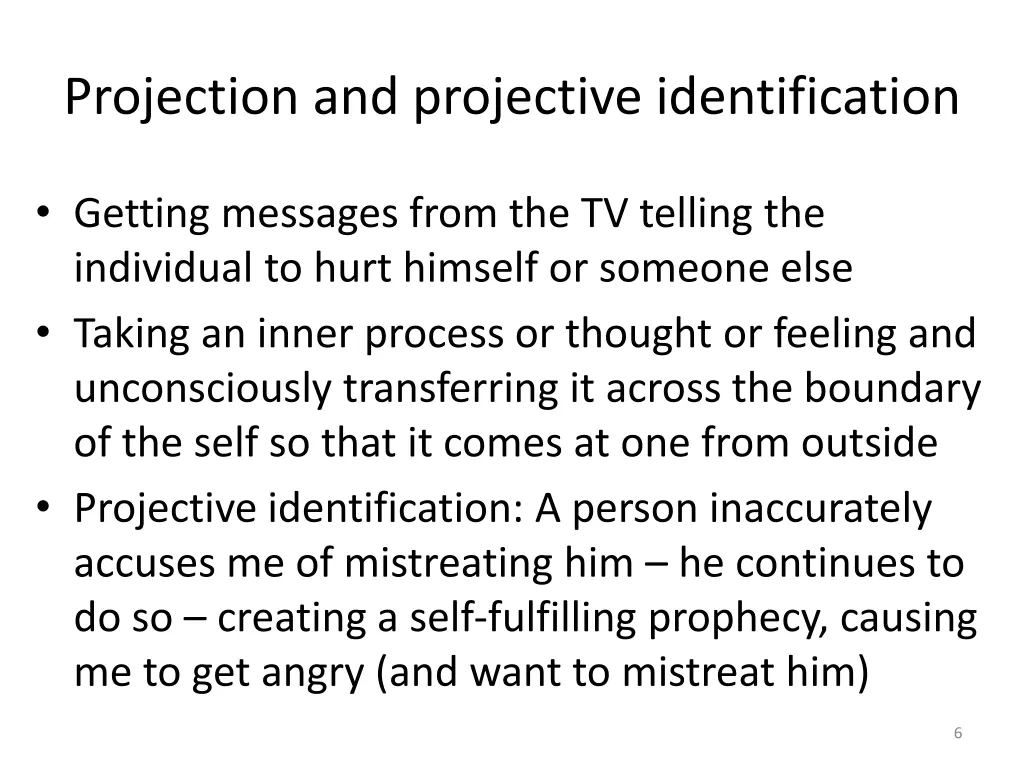 projection and projective identification