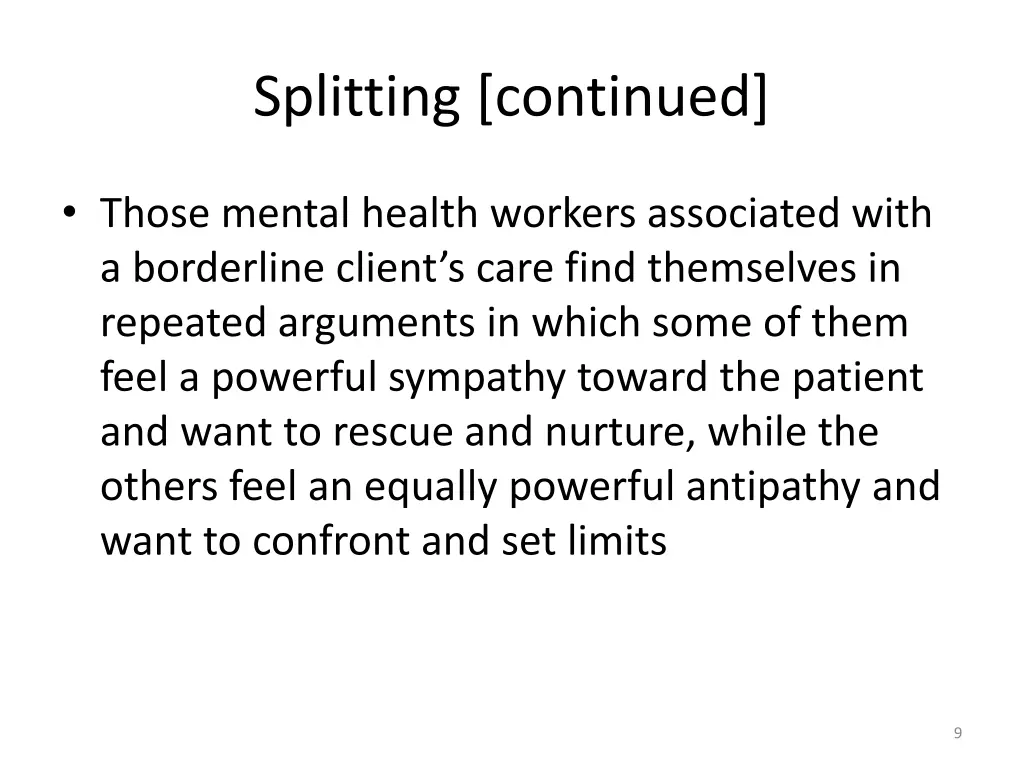 splitting continued