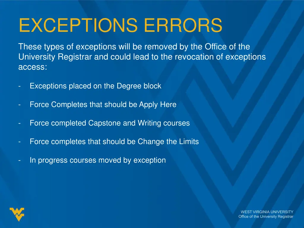 exceptions errors