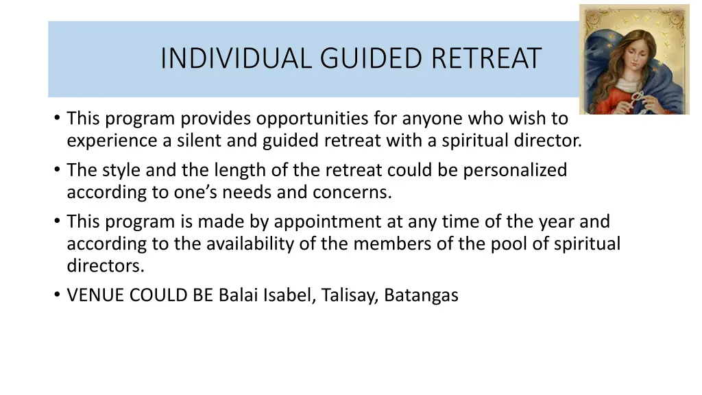 individual guided retreat