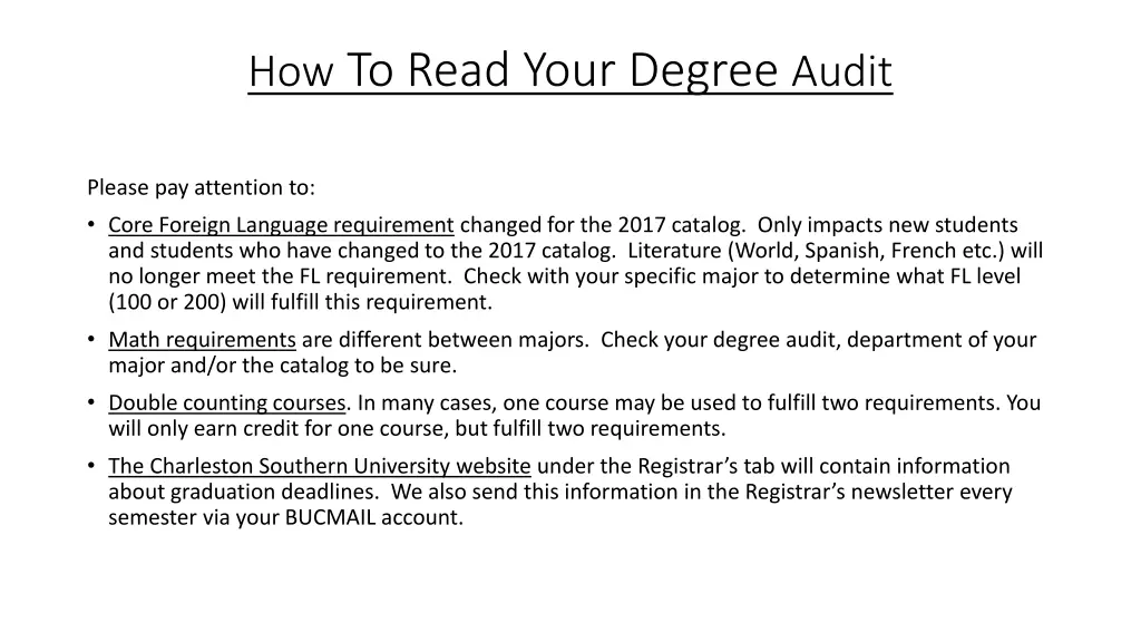 how to read your degree audit