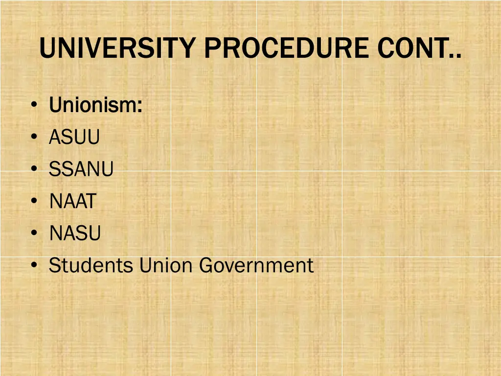 university procedure cont 2