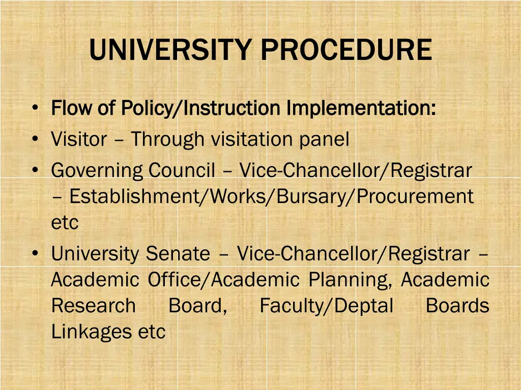 university procedure