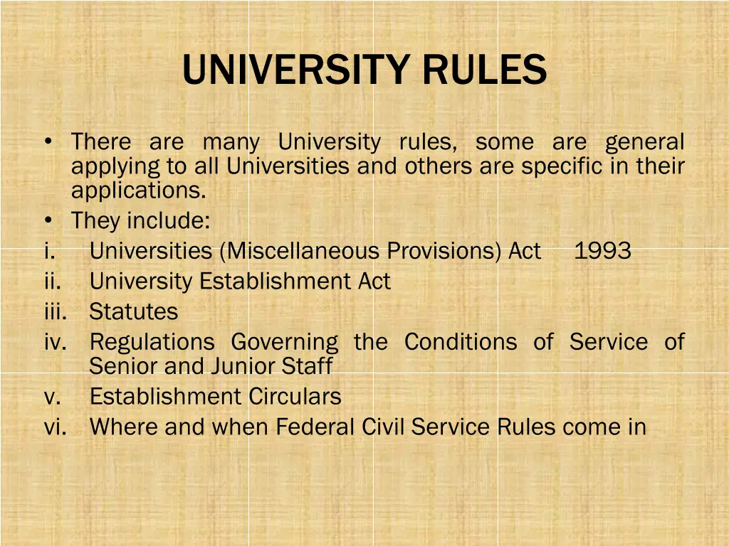 university rules 1