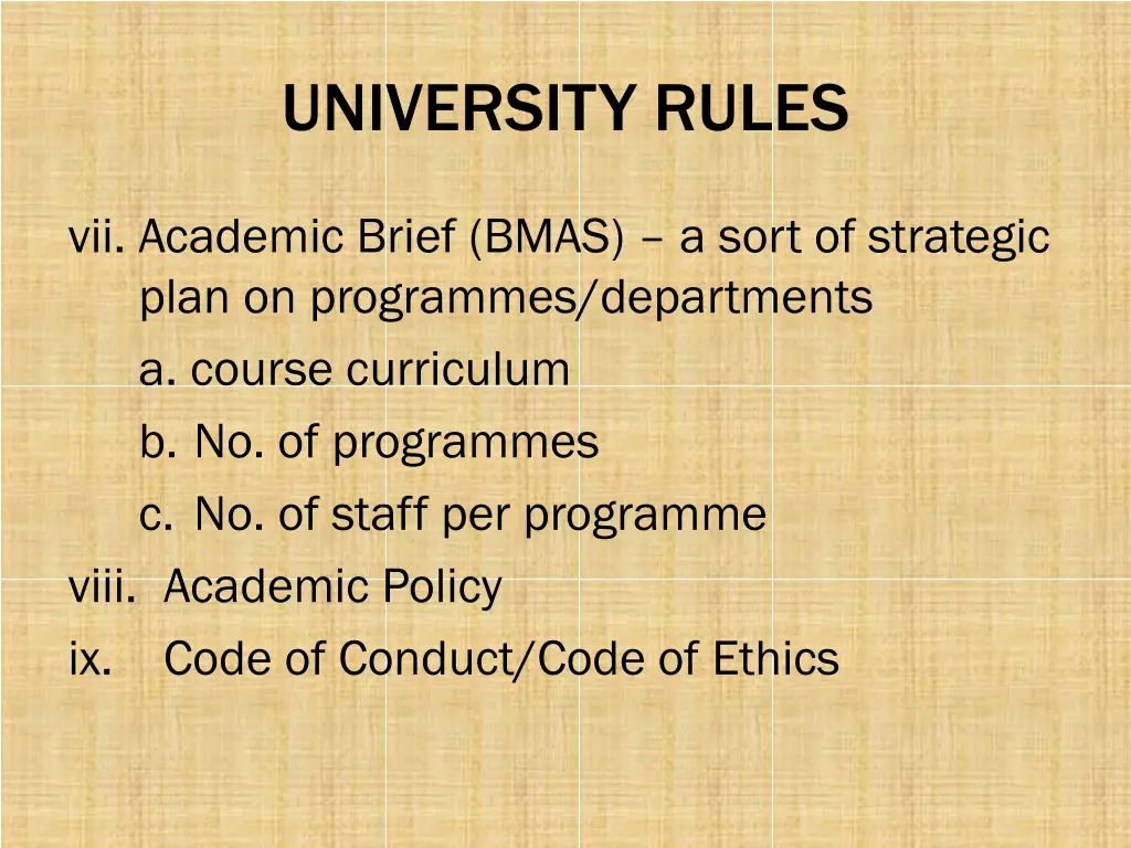 university rules 2