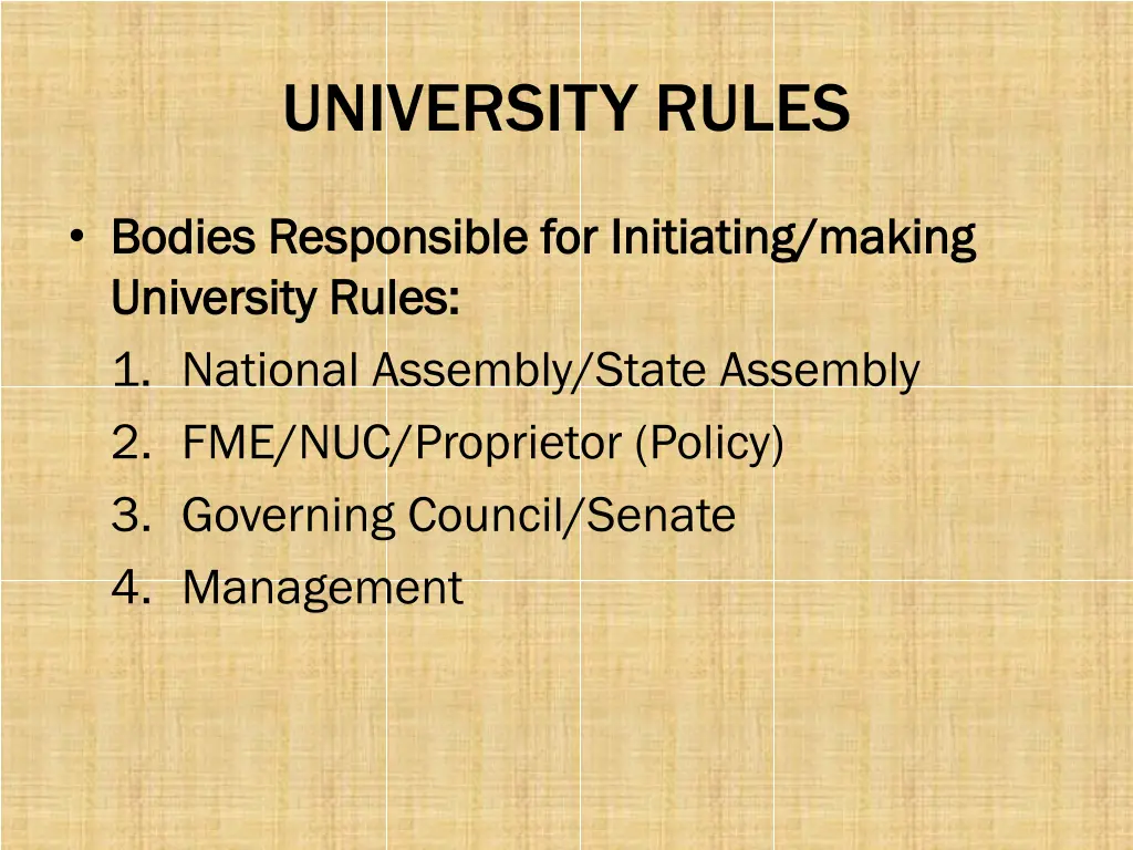 university rules