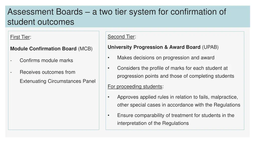 assessment boards a two tier system