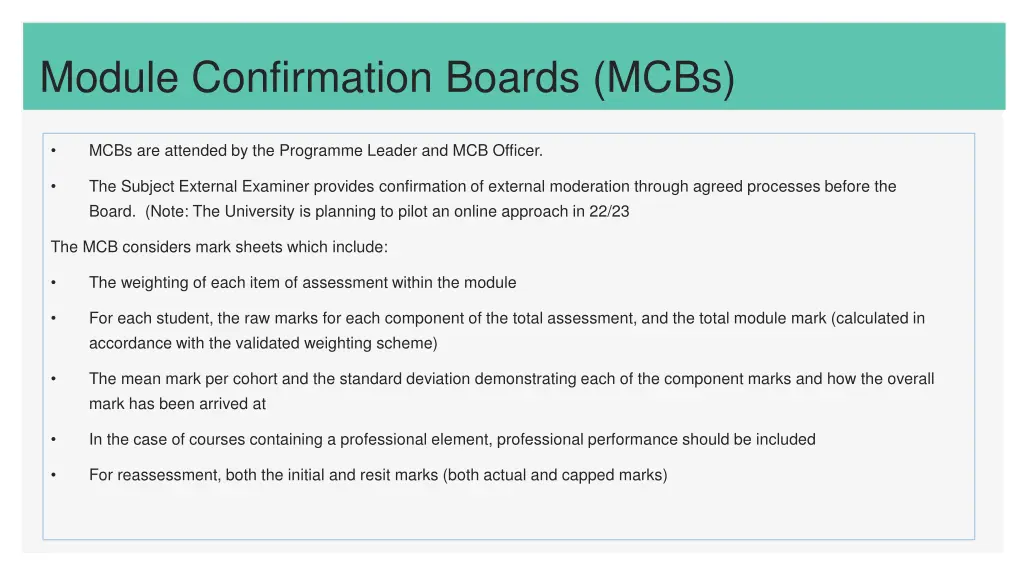 module confirmation boards mcbs