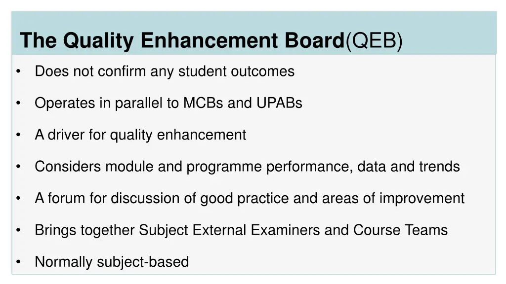 the quality enhancement board qeb