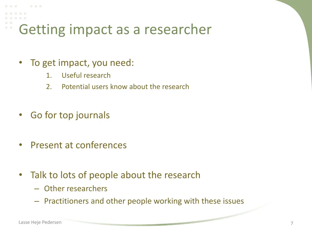 getting impact as a researcher