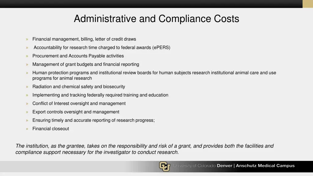 administrative and compliance costs