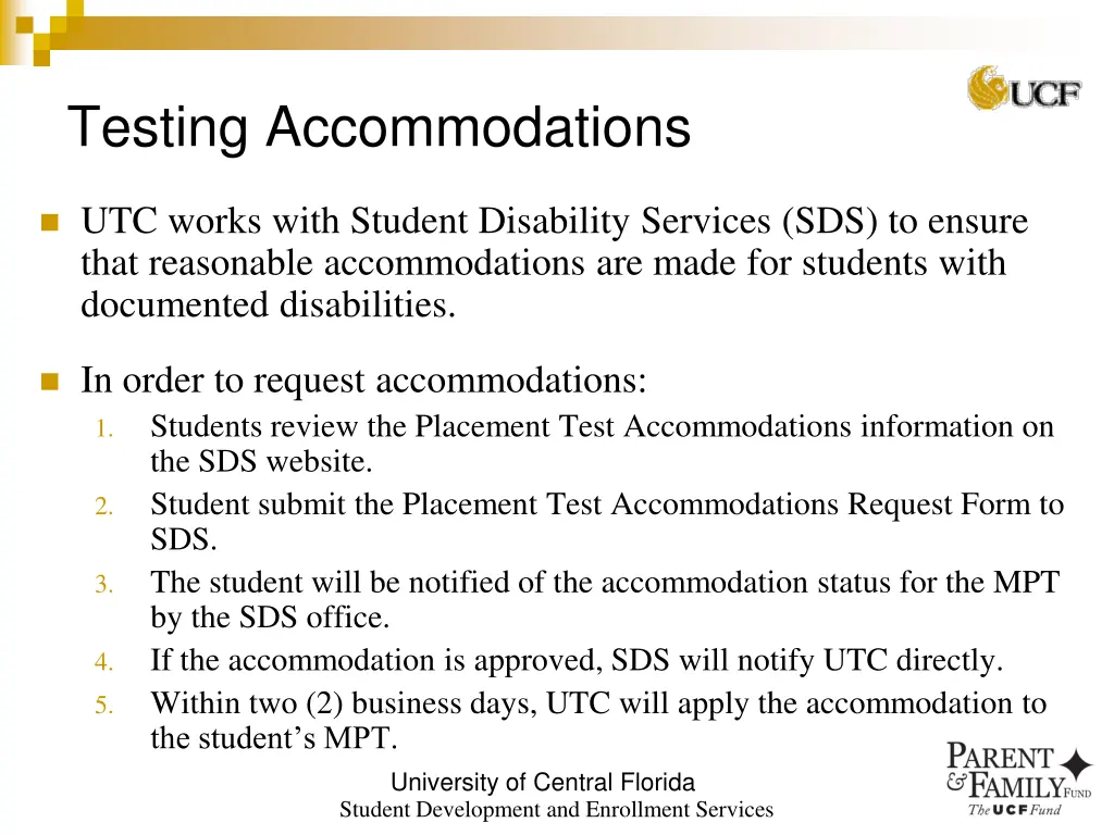 testing accommodations